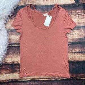 Mauve Strappy Short Sleeve Tee Shirt
